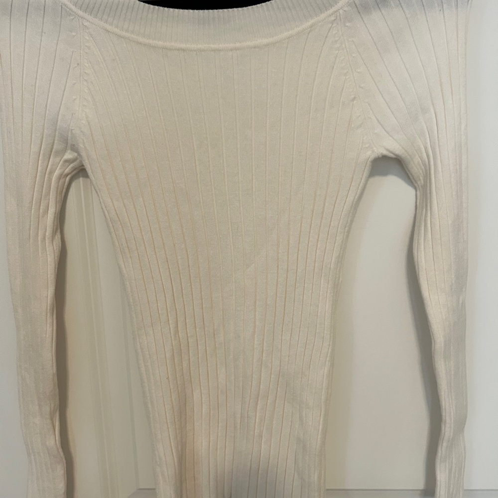 George Long Sleeve Ribbed Lightweight Sweater - Vanilla Dream
